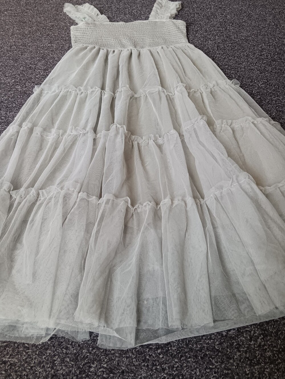 Fairycore Tiered Tulle Slip On Maxi Dress in Sage Green Pretty Garden Size Small - Picture 9 of 12